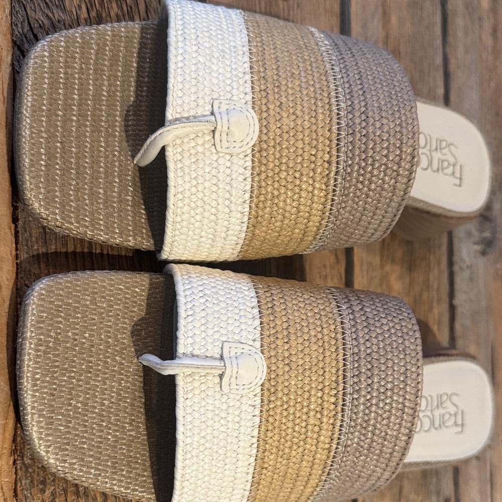 Franco Sarto Women's Brown and Cream Slide Sandals - Picture 2 of 4